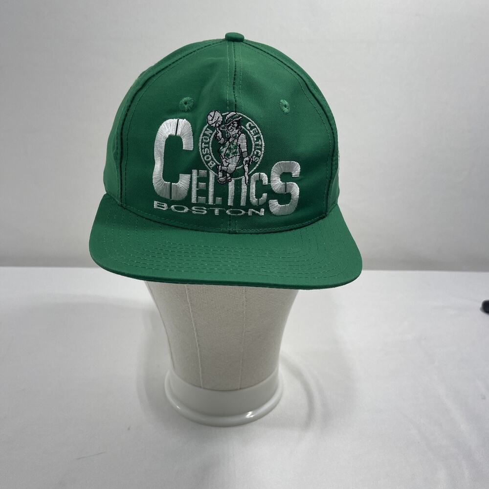 Vintage Boston Celtics Twins Logo Green Snapback Hat Rare